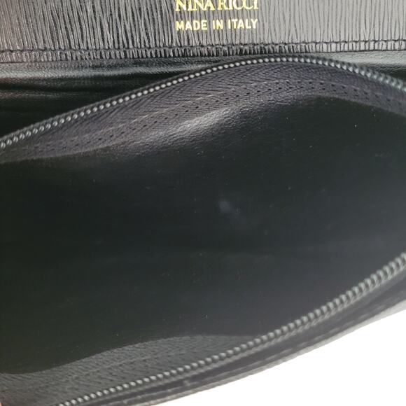 Nina Ricci Envelope Card Bill Holder Black Wallet Long Leather Vintage Italian - Picture 6 of 11